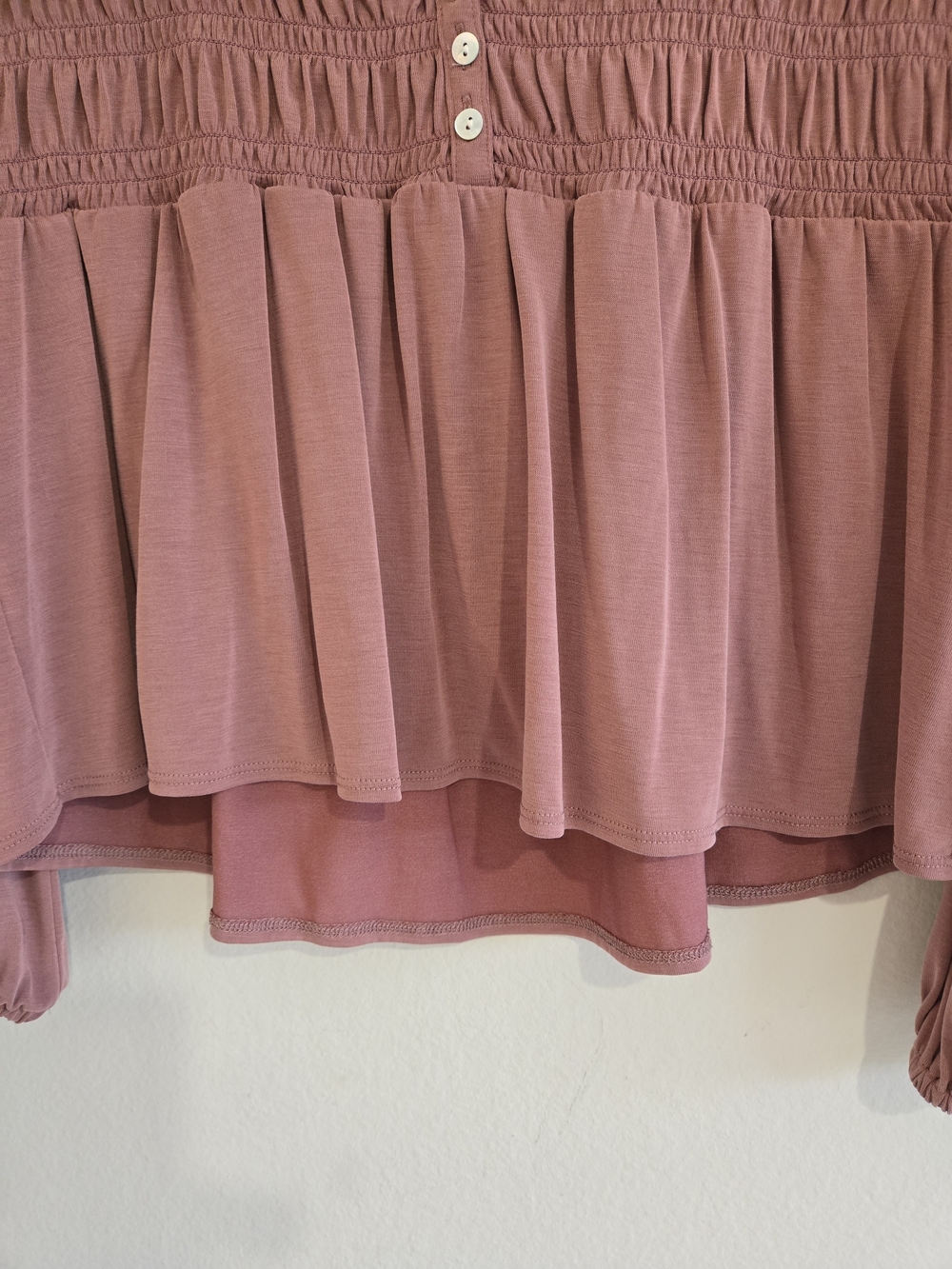 Lucky Brand Long Sleeve Smocked Bodice Pleasant Blouse Boho Cottagecore XS - Picture 4 of 11
